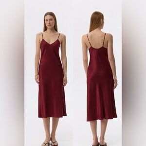 Serenity Silk Burgundy Spaghetti Strap Slip Dress 100% Silk